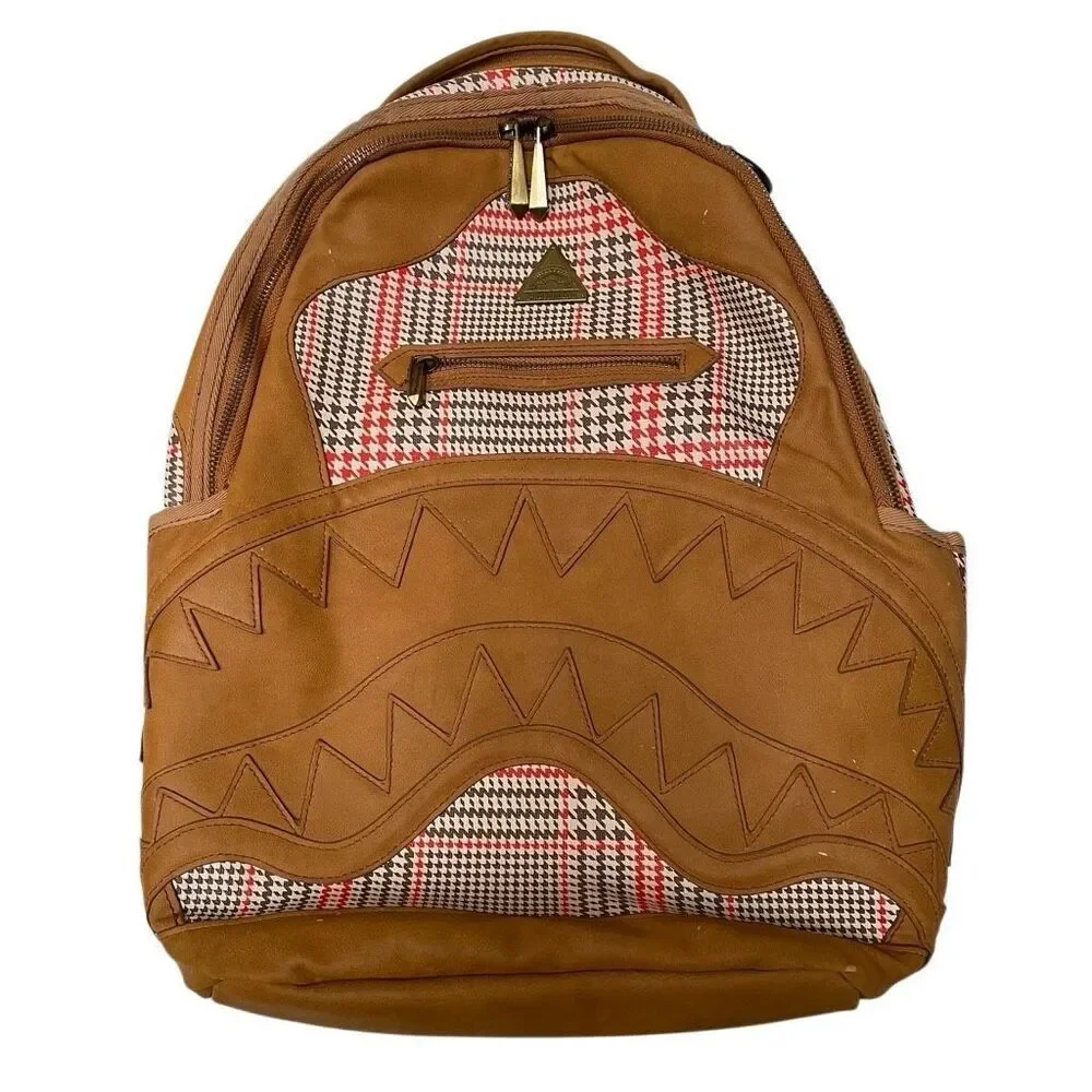 Sprayground Turbo 500 DLXV‎ plaid limited edition backpack tan vegan leather